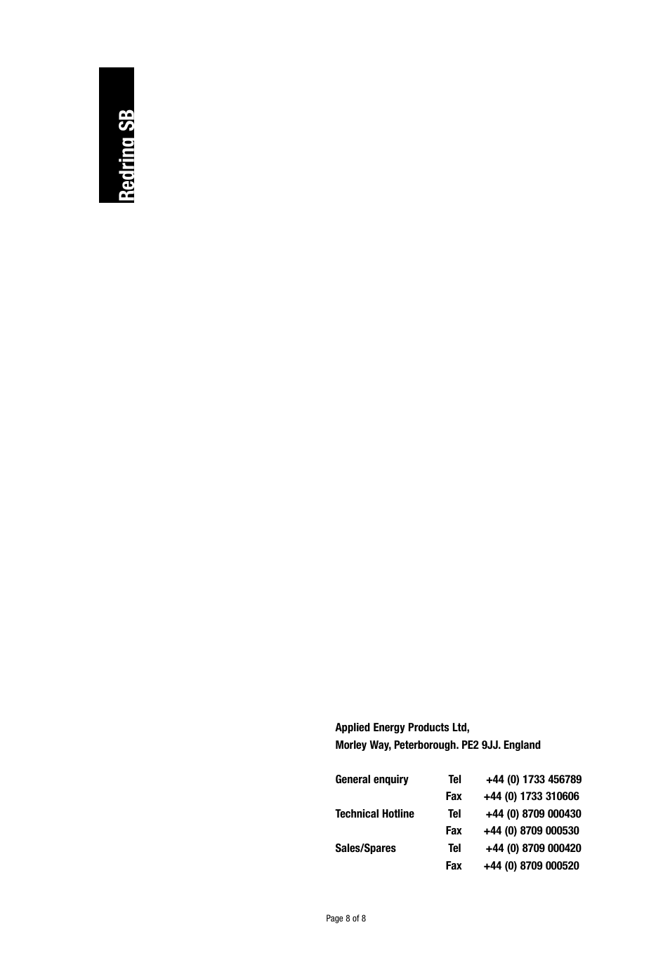 Redring sb | Redring 1070815E User Manual | Page 8 / 8