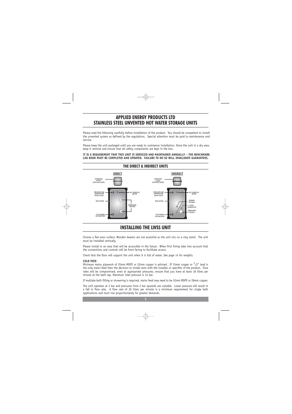 Installing the lwss unit, The direct & indirect units | Redring DC3810 User Manual | Page 2 / 24