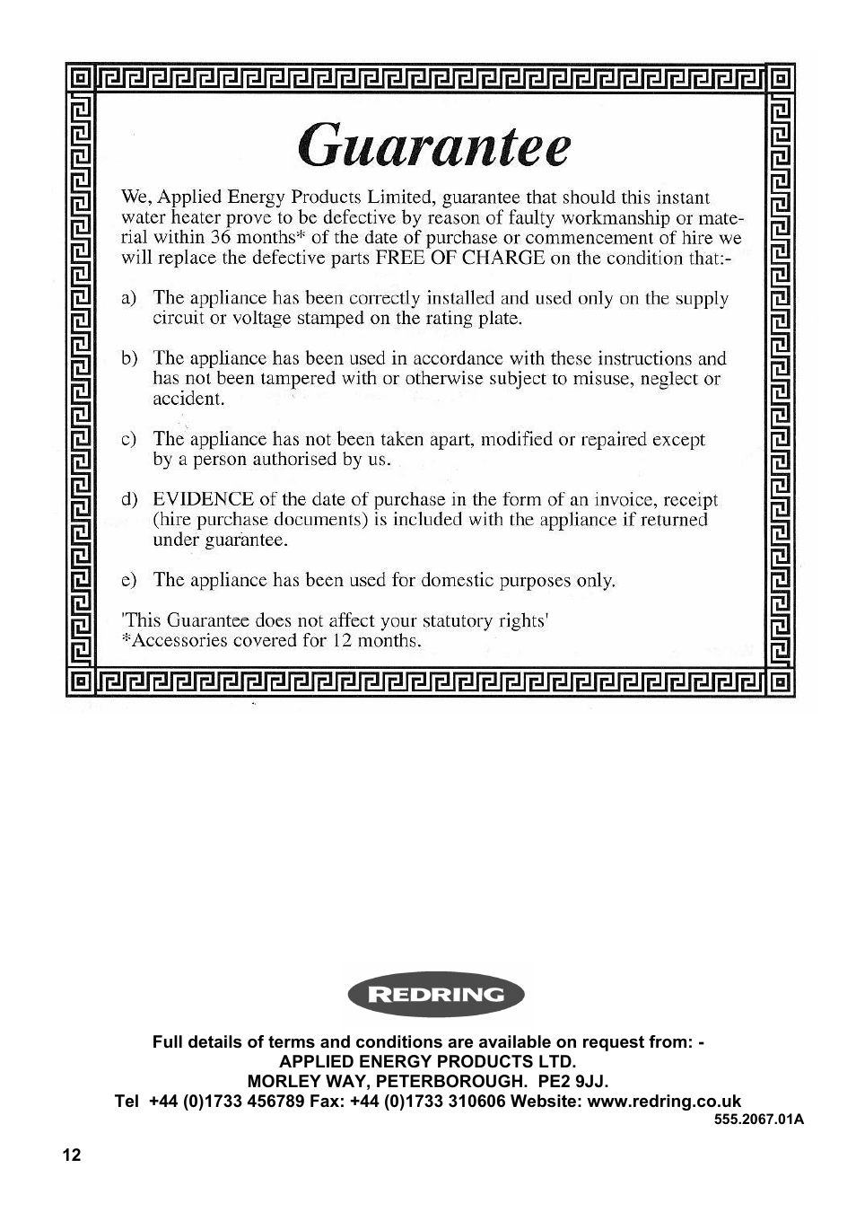 Redring 620 User Manual | Page 12 / 12