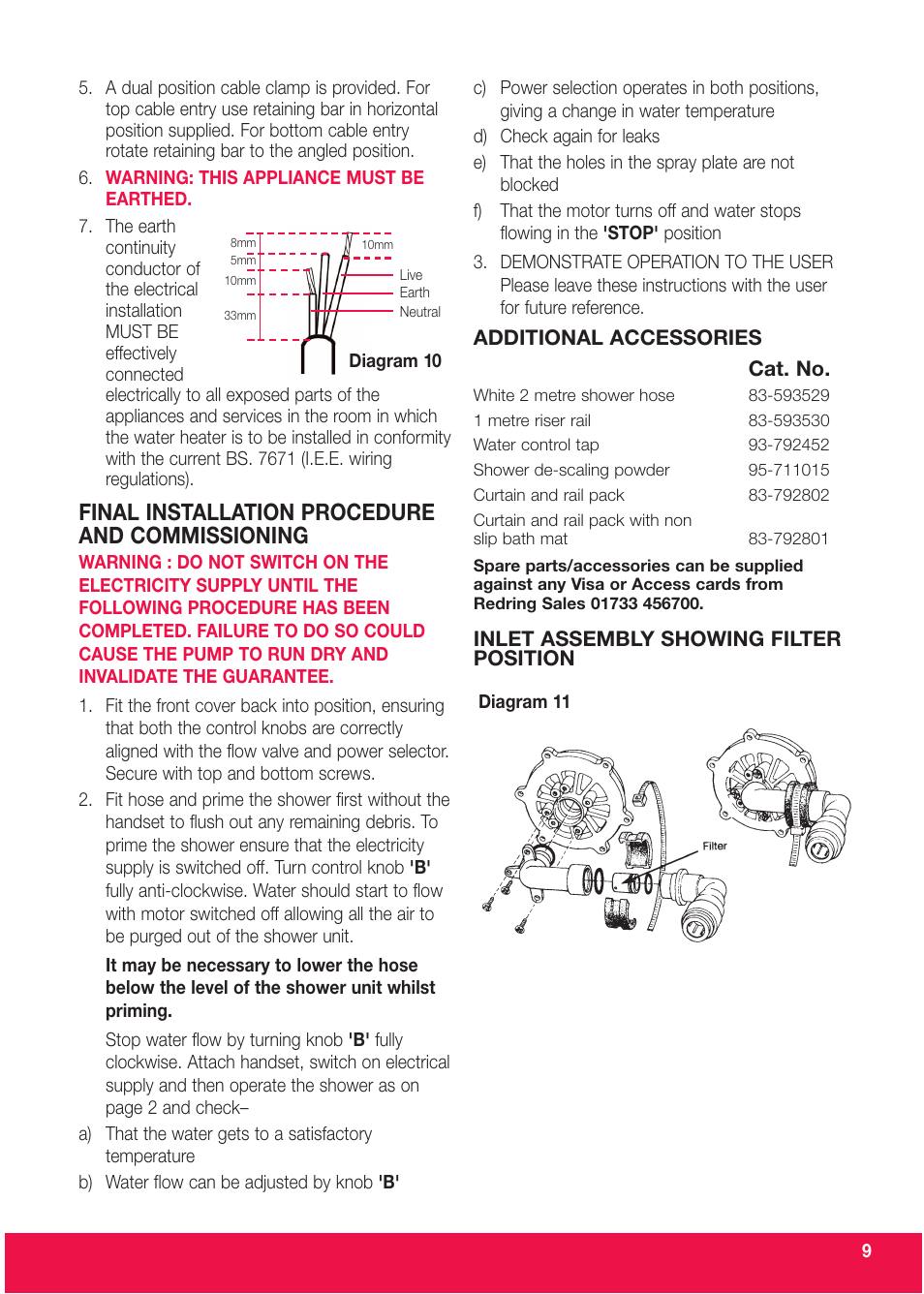 Final installation procedure and commissioning | Redring EXPRESSIONS 570 User Manual | Page 9 / 12