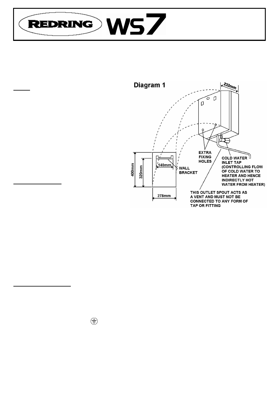 Redring WS7 User Manual | 4 pages