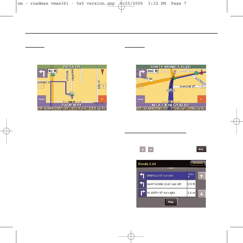 Navigation screen: view modes, Basic operations | Roadmax VMAX361 User Manual | Page 14 / 36