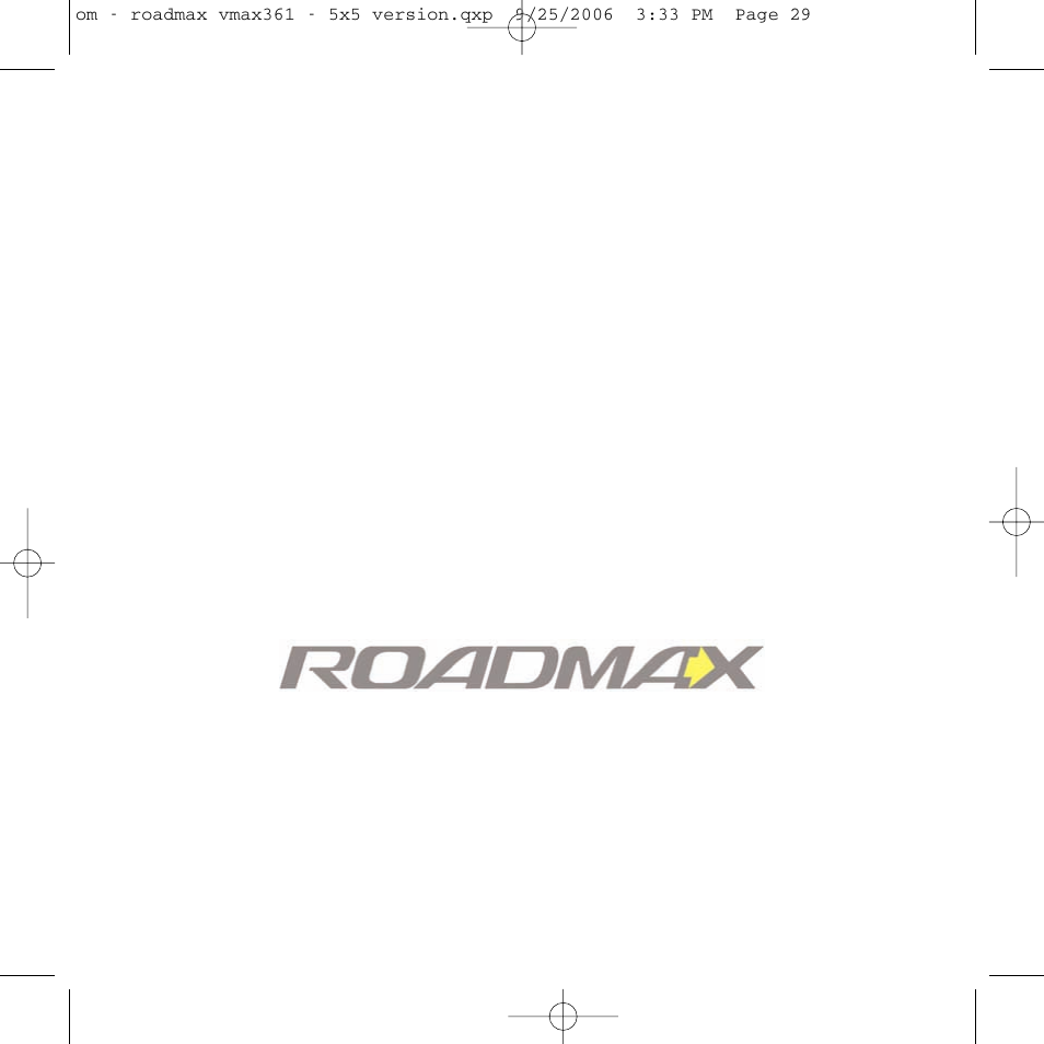 Roadmax VMAX361 User Manual | Page 36 / 36