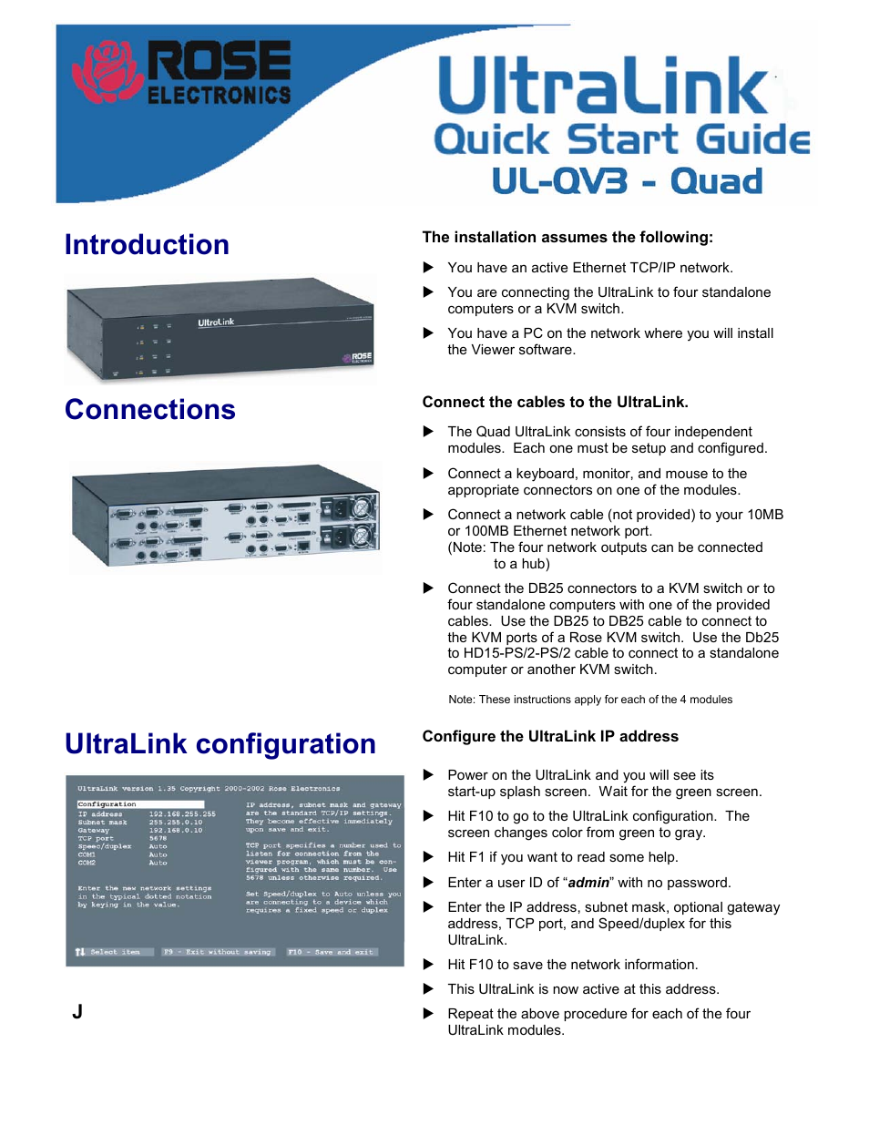 Introduction, Connections, Ultralink configuration | Rose electronic UL-V3 User Manual | Page 14 / 74