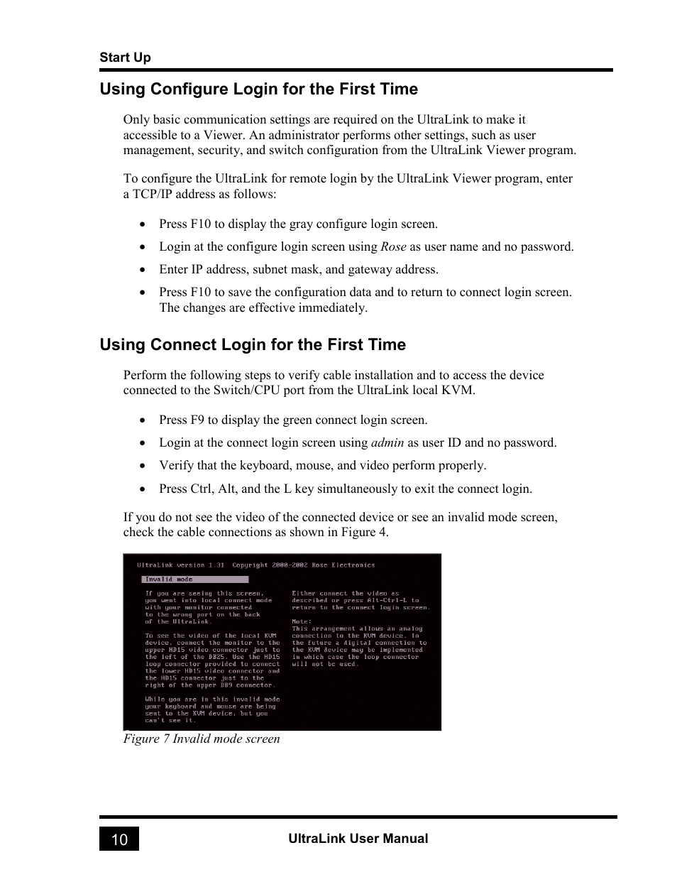 Using configure login for the first time, Using connect login for the first time | Rose electronic UL-V3 User Manual | Page 28 / 74