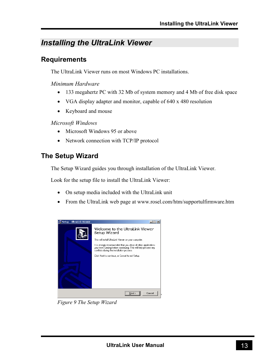 Installing the ultralink viewer, Requirements, The setup wizard | Rose electronic UL-V3 User Manual | Page 31 / 74