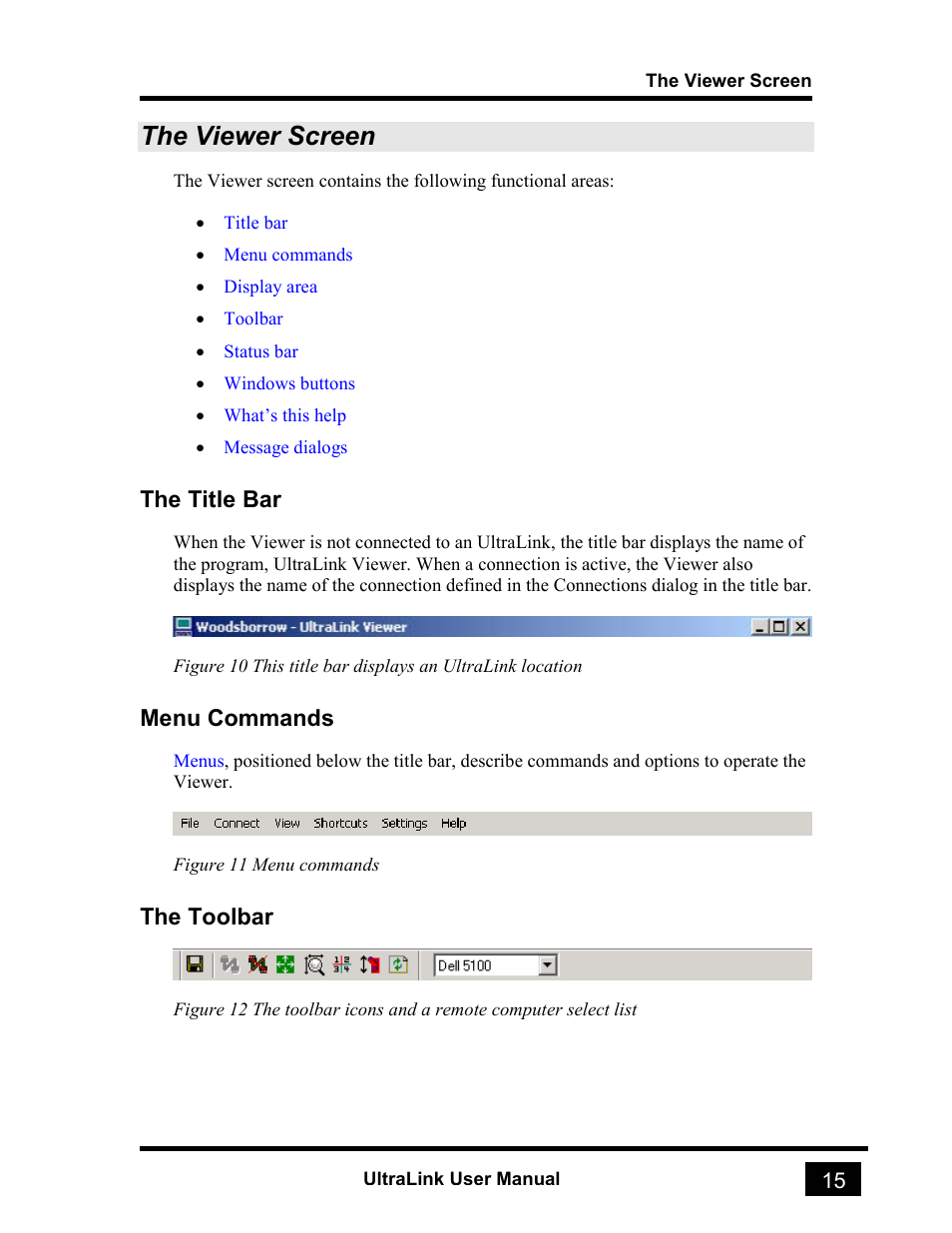 The viewer screen, The title bar, Menu commands | The toolbar | Rose electronic UL-V3 User Manual | Page 33 / 74