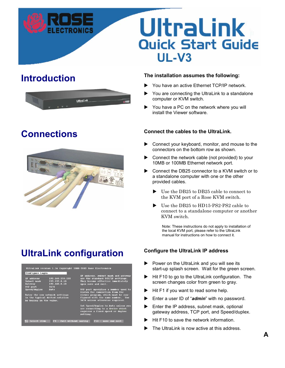 Introduction, Connections, Ultralink configuration | Rose electronic UL-V3 User Manual | Page 5 / 74