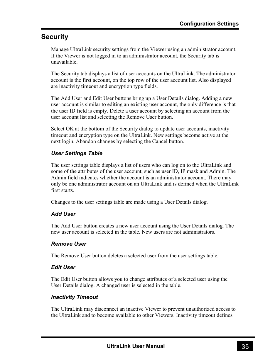Security | Rose electronic UL-V3 User Manual | Page 53 / 74