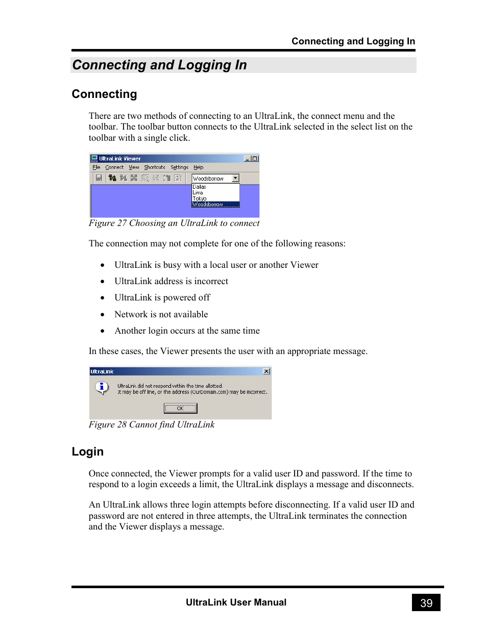 Connecting and logging in, Connecting, Login | Rose electronic UL-V3 User Manual | Page 57 / 74