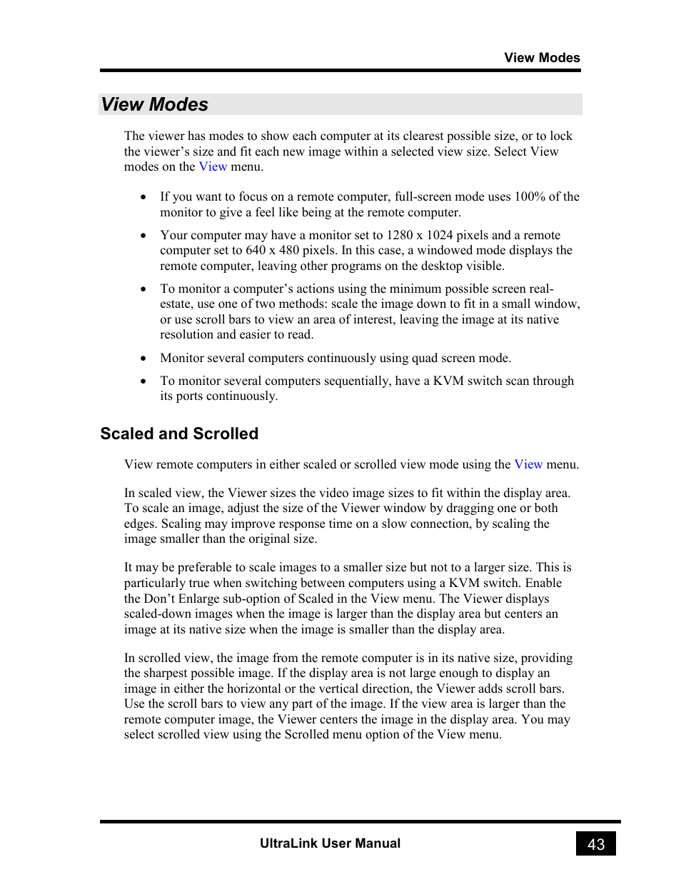 View modes, Scaled and scrolled | Rose electronic UL-V3 User Manual | Page 61 / 74