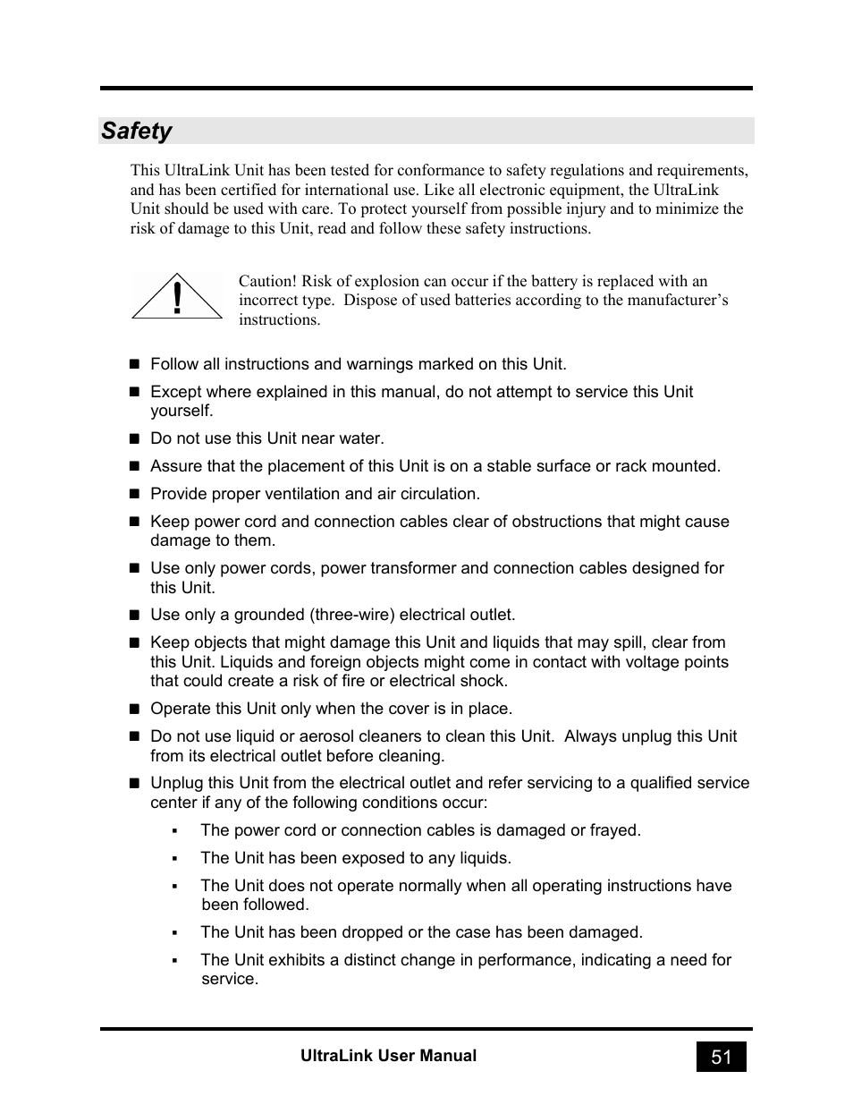 Safety | Rose electronic UL-V3 User Manual | Page 69 / 74