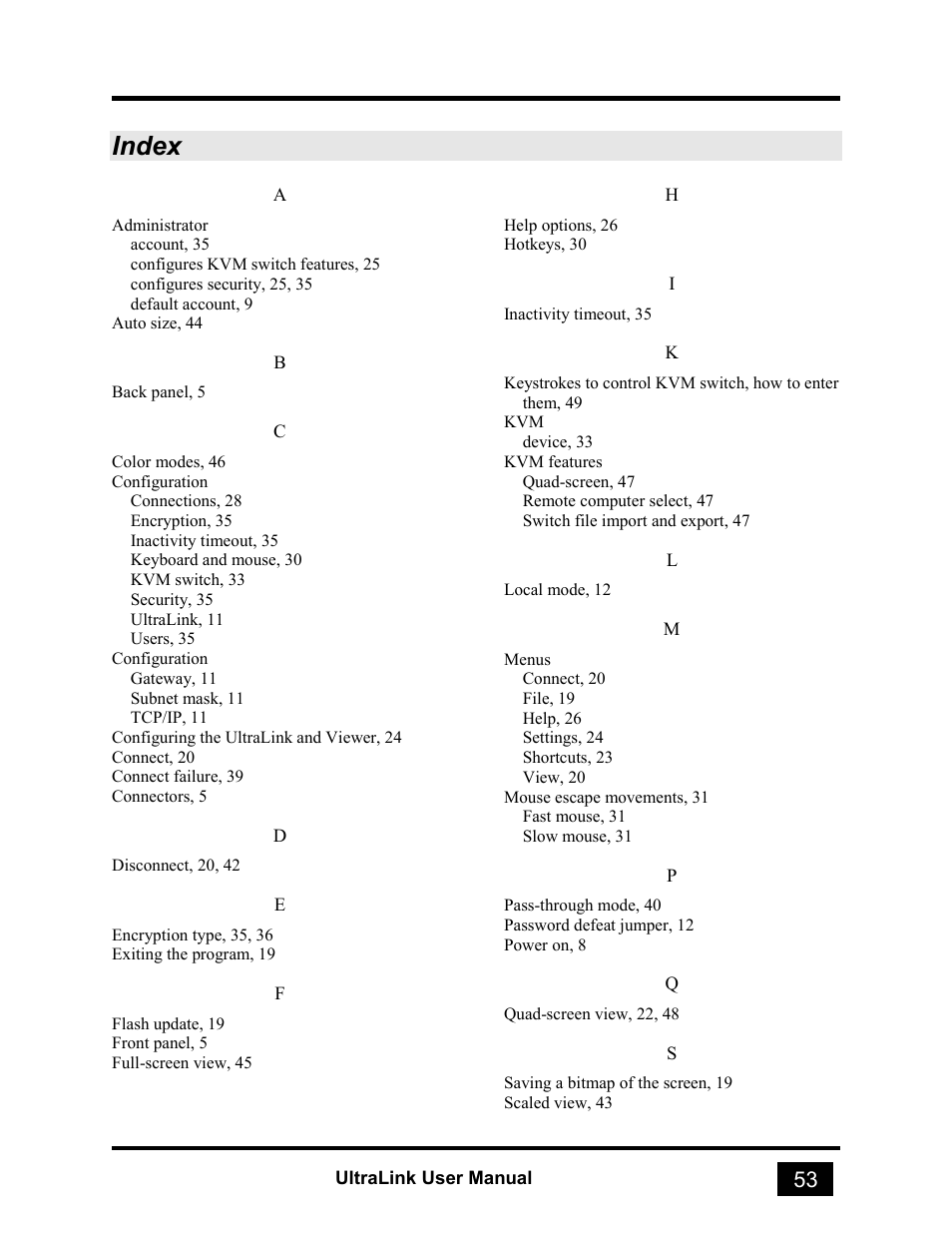 Index | Rose electronic UL-V3 User Manual | Page 71 / 74