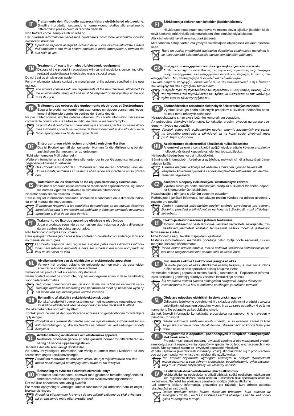 European union only | Rancilio ROCKY-SD User Manual | Page 3 / 48