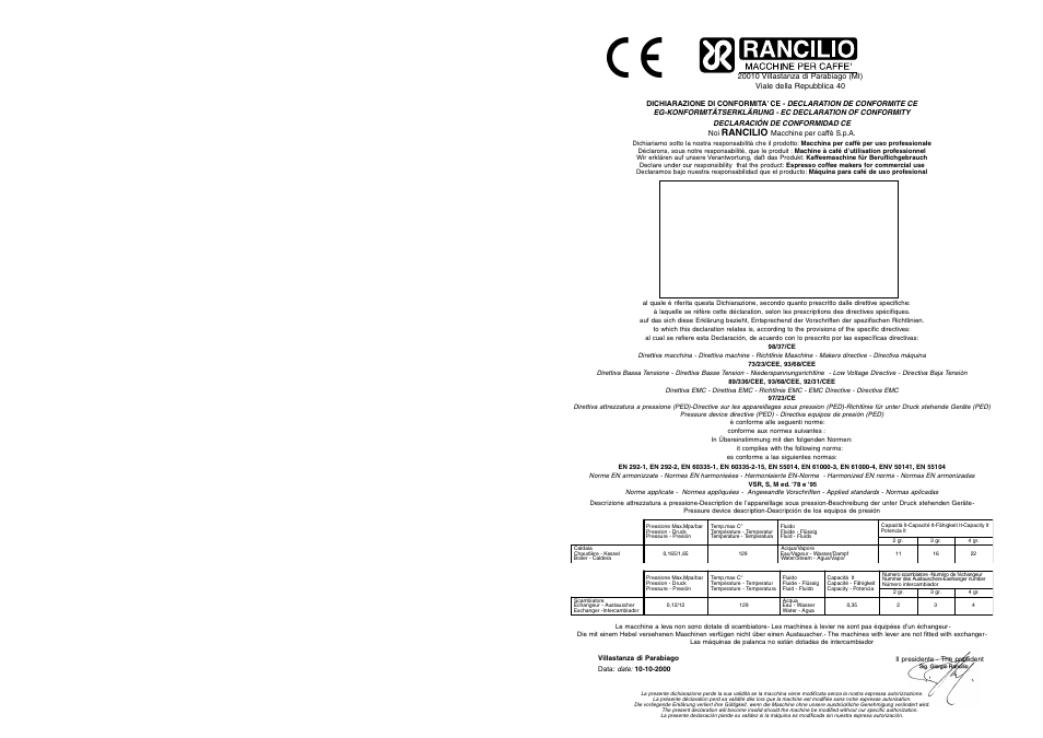 Rancilio | Rancilio Millennium User Manual | Page 3 / 104