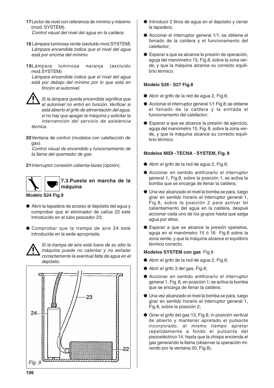 Rancilio S20 User Manual | Page 106 / 128