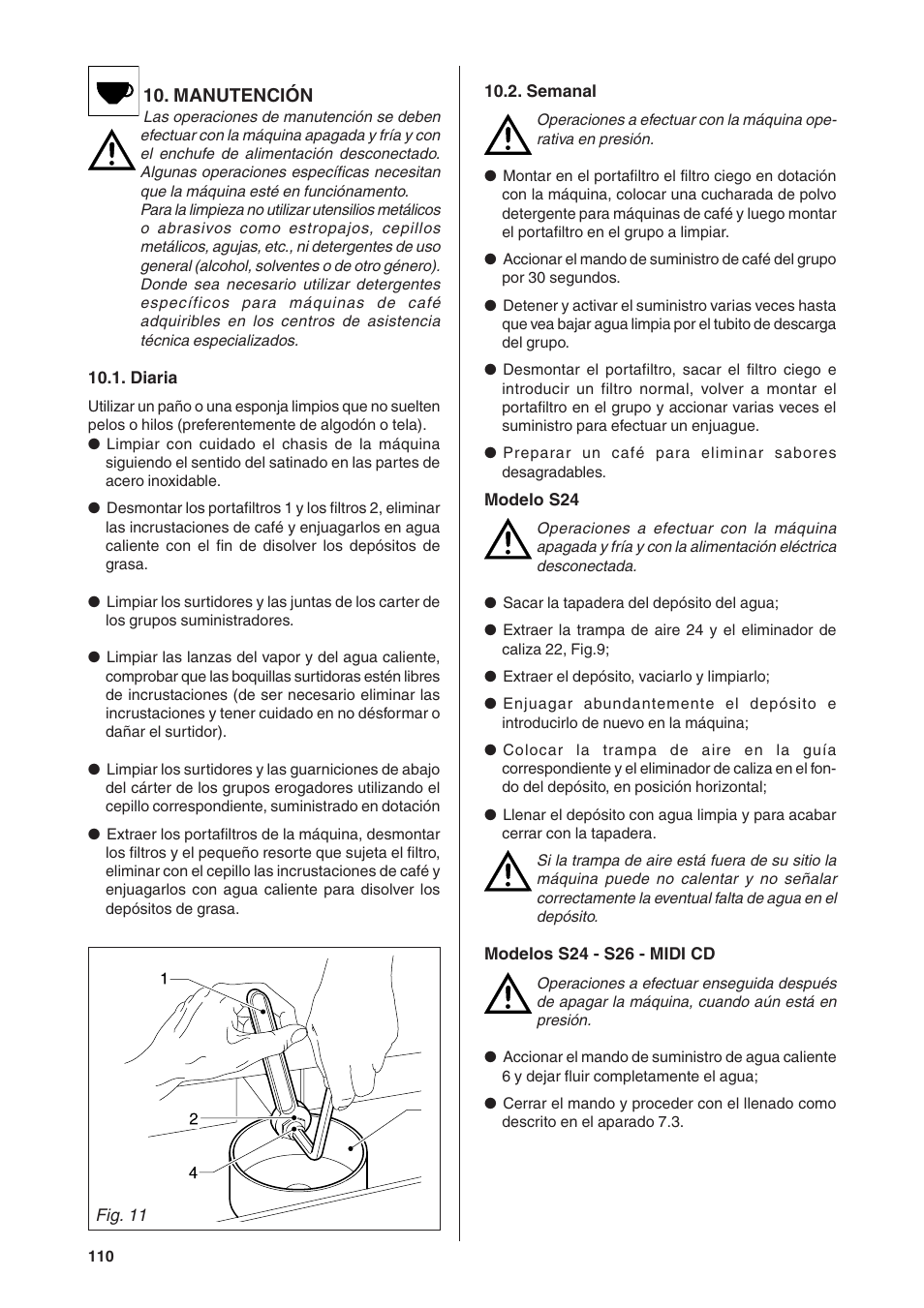 Rancilio S20 User Manual | Page 110 / 128