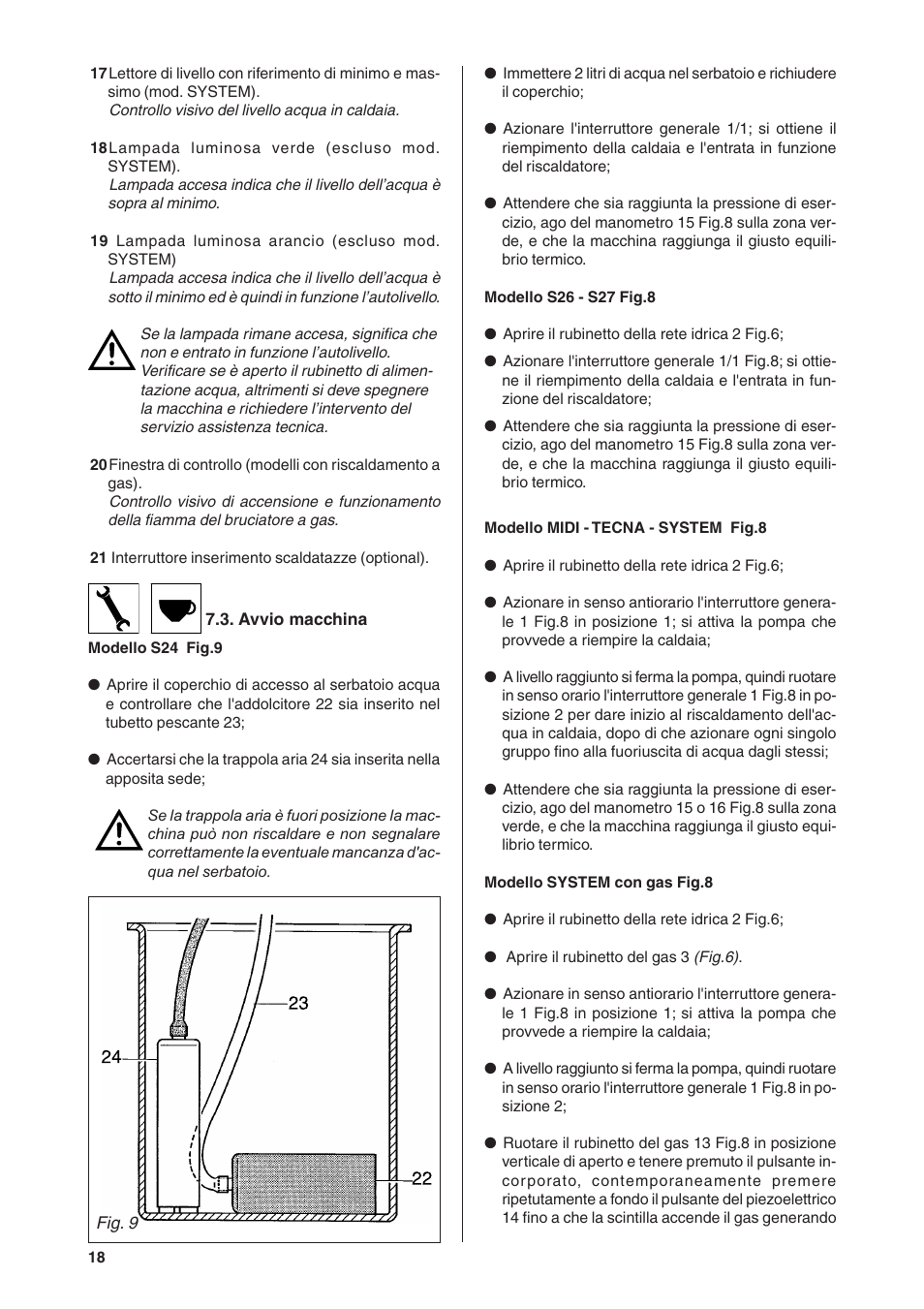 Rancilio S20 User Manual | Page 18 / 128