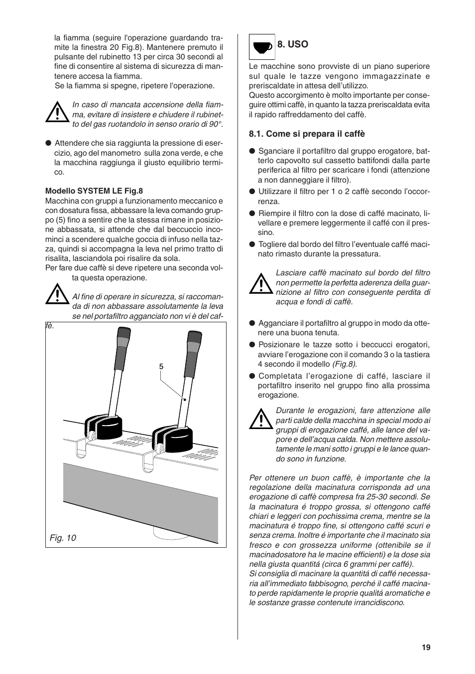 Rancilio S20 User Manual | Page 19 / 128