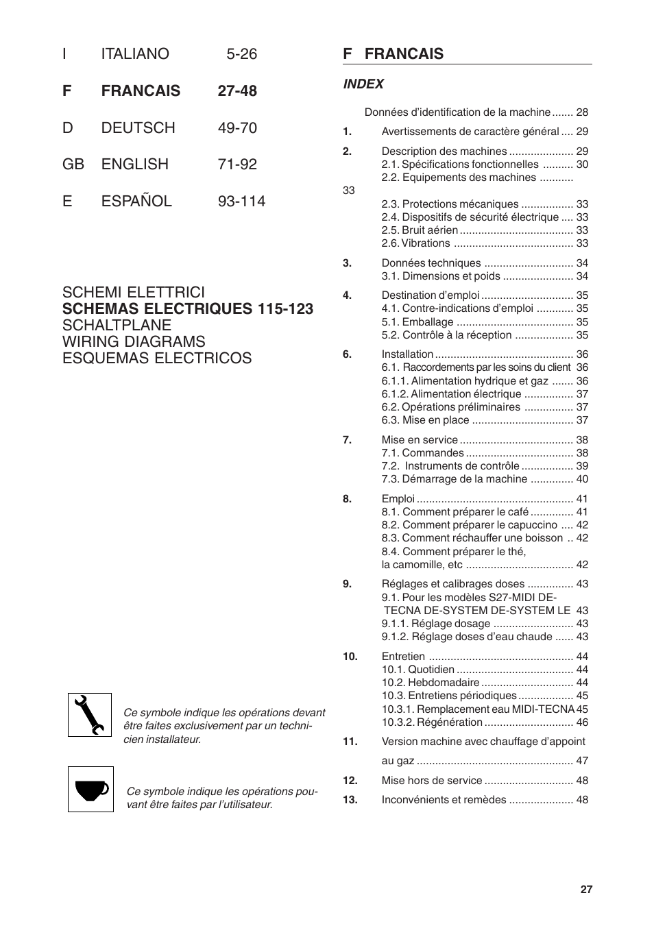 Rancilio S20 User Manual | Page 27 / 128