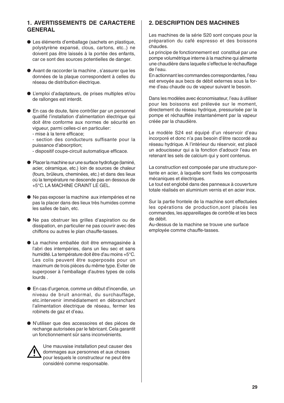 Rancilio S20 User Manual | Page 29 / 128