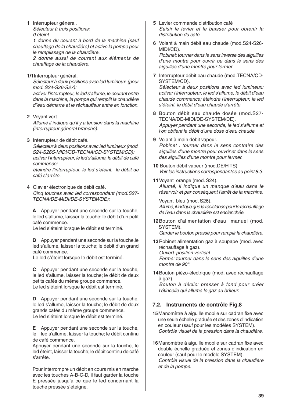 Rancilio S20 User Manual | Page 39 / 128