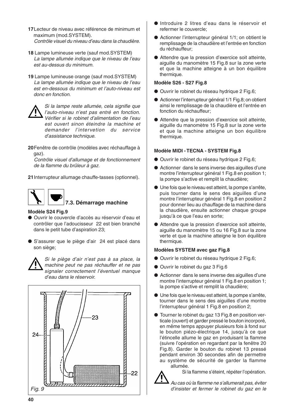 Rancilio S20 User Manual | Page 40 / 128