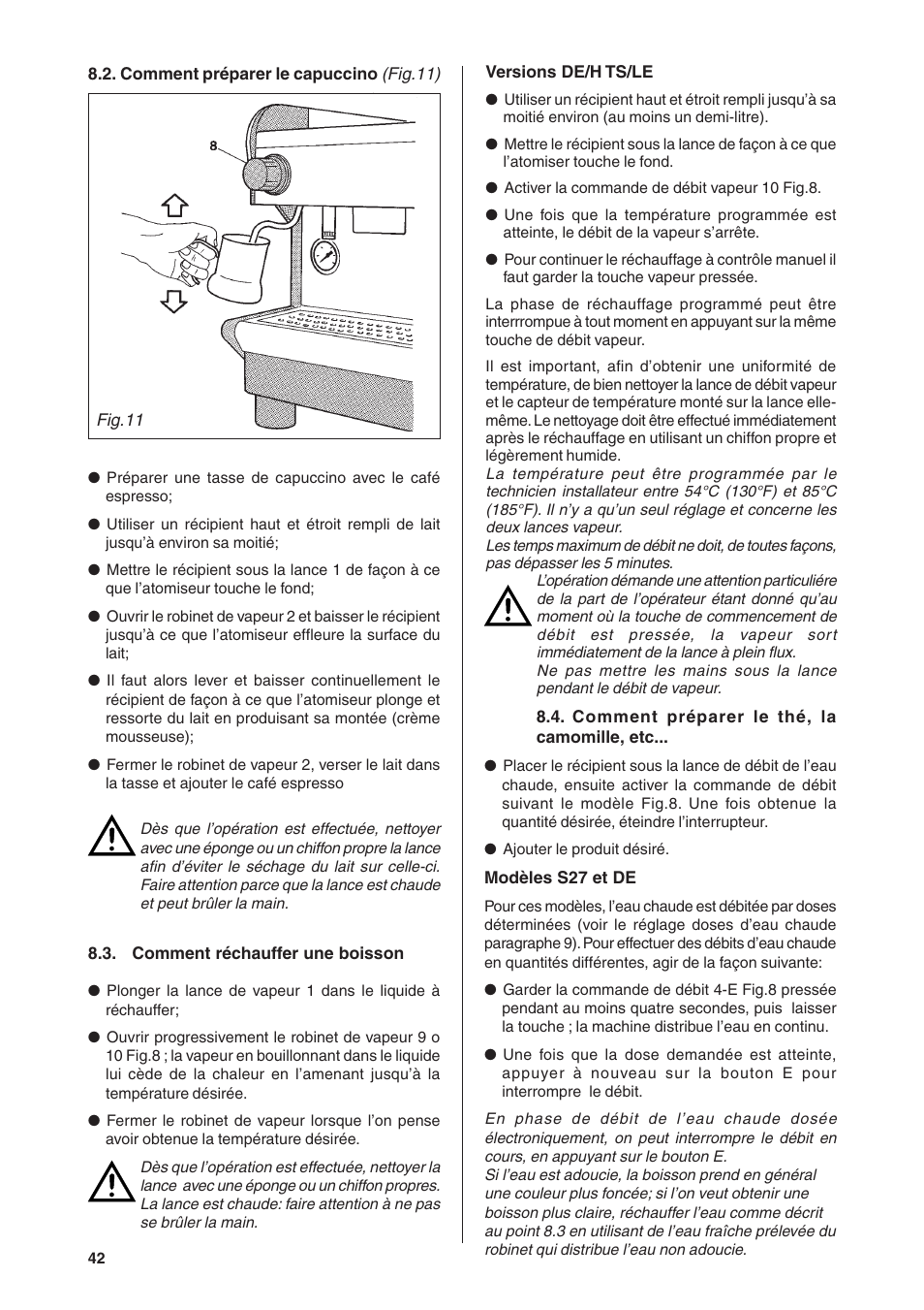 Rancilio S20 User Manual | Page 42 / 128