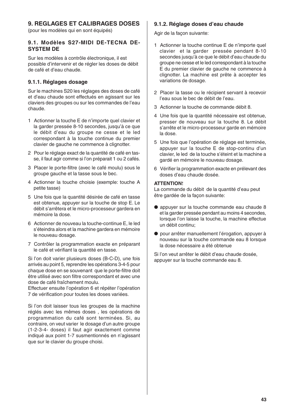 Rancilio S20 User Manual | Page 43 / 128