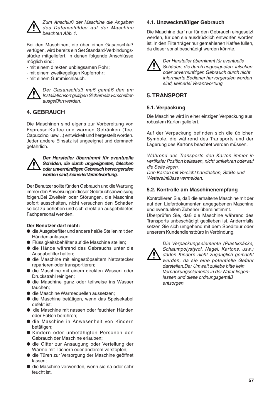 Rancilio S20 User Manual | Page 57 / 128