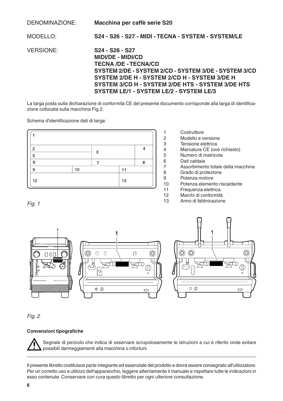 Rancilio S20 User Manual | Page 6 / 128