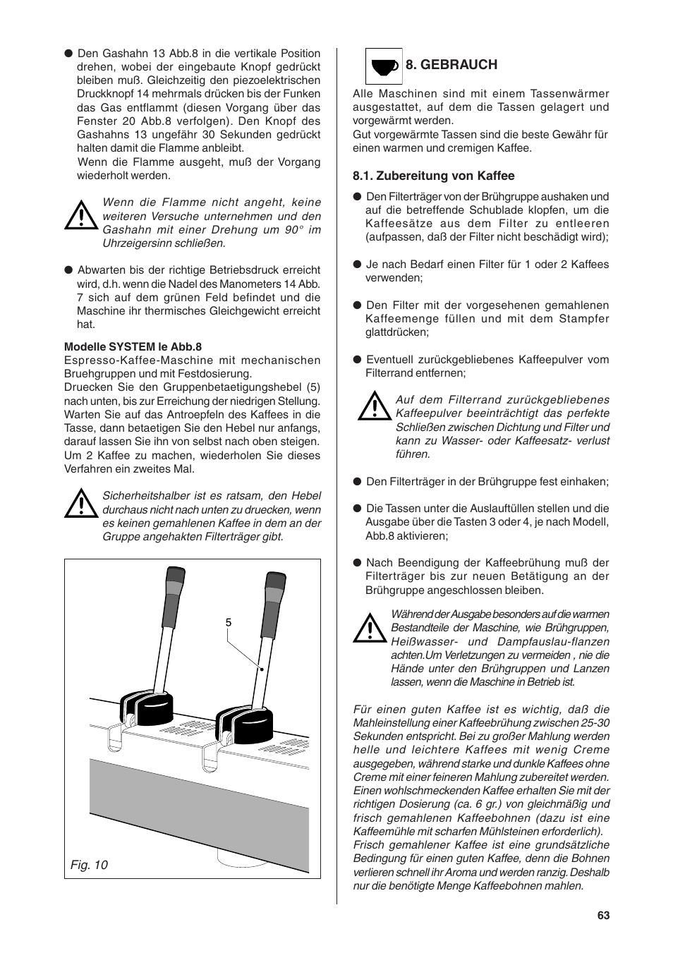 Rancilio S20 User Manual | Page 63 / 128