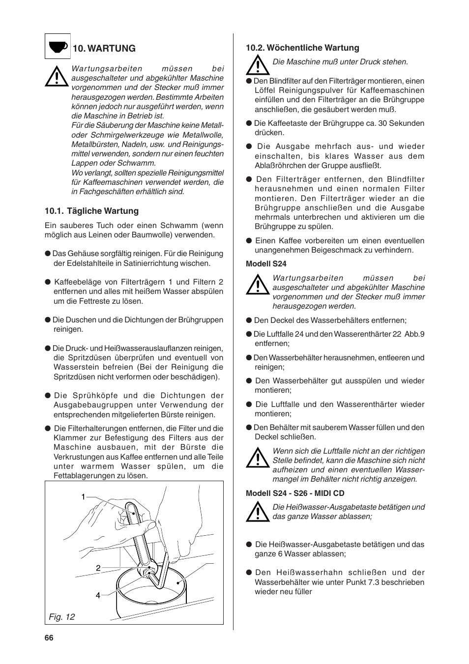 Rancilio S20 User Manual | Page 66 / 128