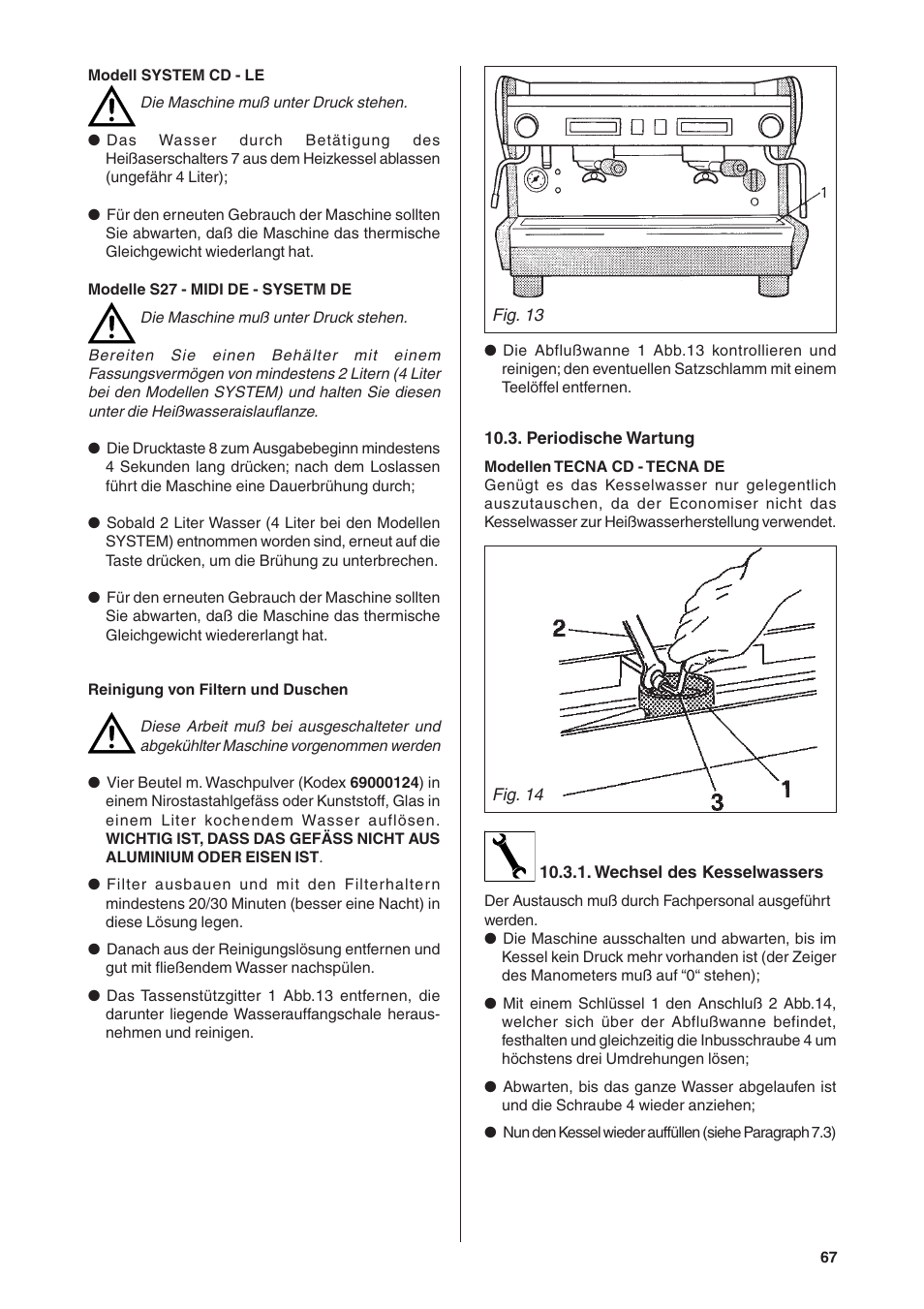Rancilio S20 User Manual | Page 67 / 128
