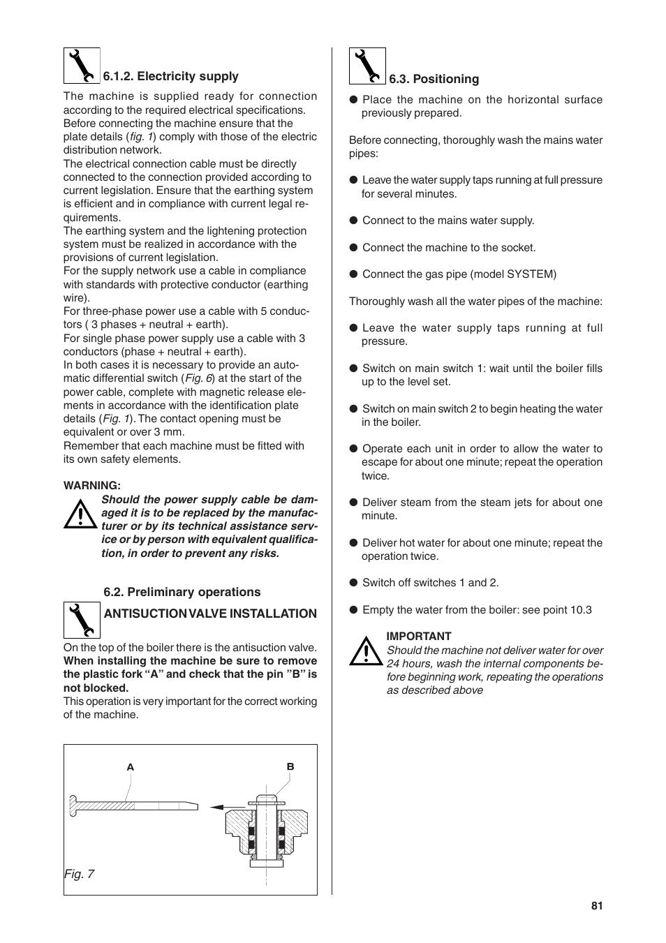 Rancilio S20 User Manual | Page 81 / 128