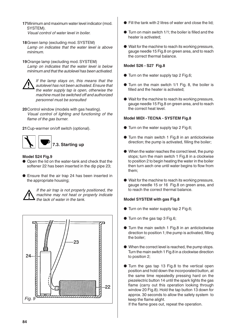 Rancilio S20 User Manual | Page 84 / 128