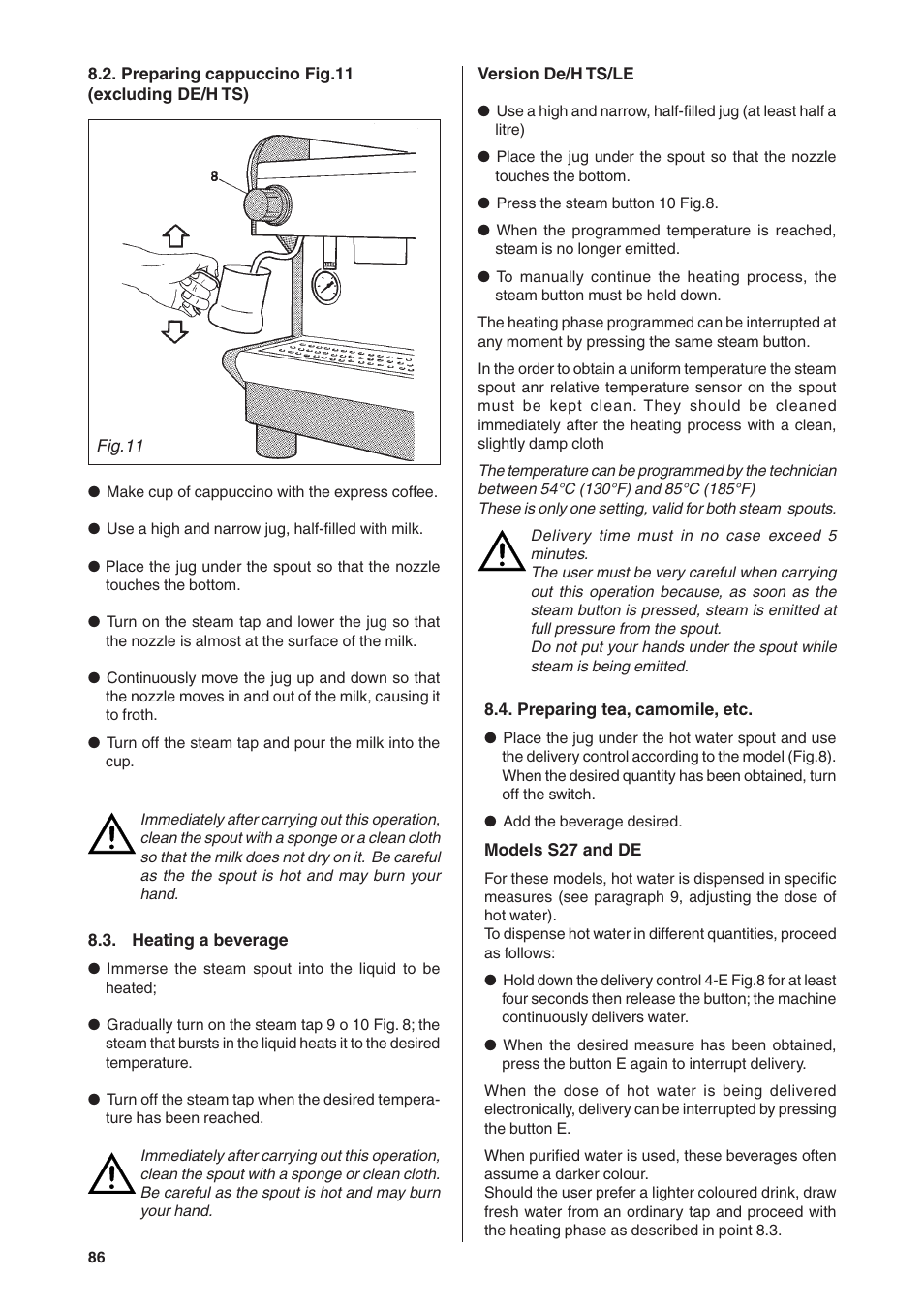 Rancilio S20 User Manual | Page 86 / 128