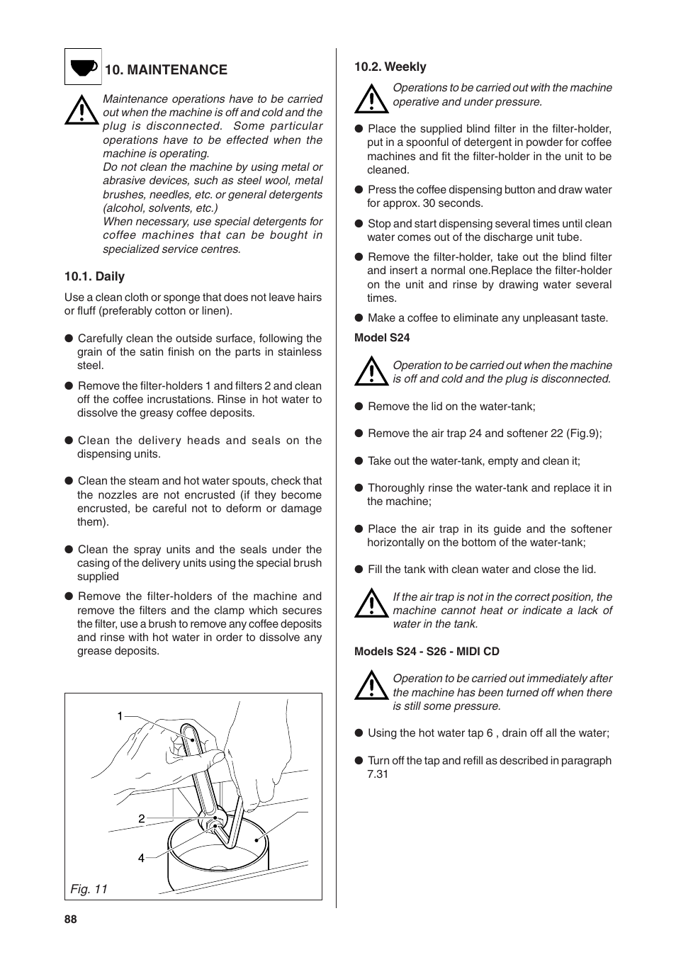 Rancilio S20 User Manual | Page 88 / 128