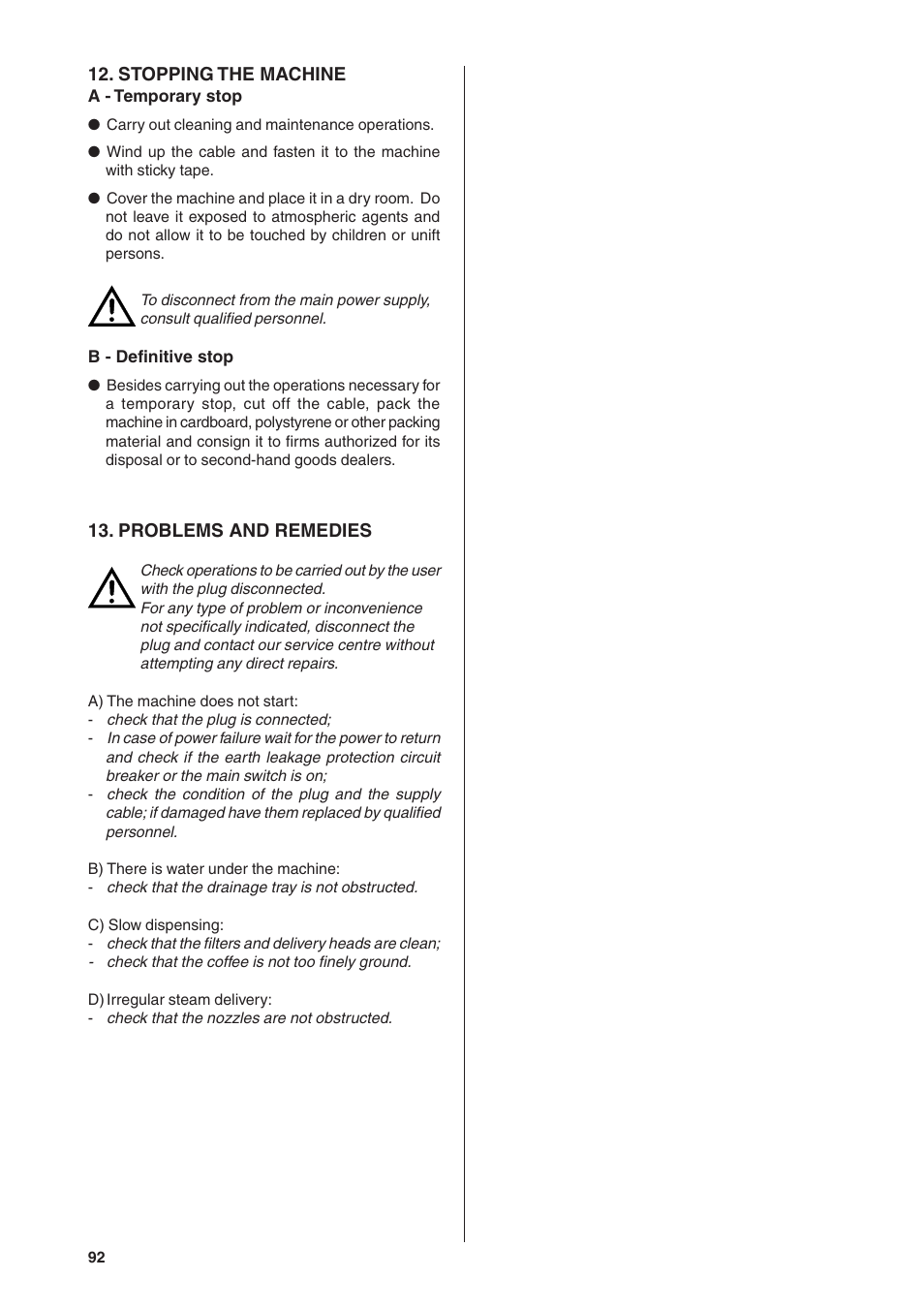 Rancilio S20 User Manual | Page 92 / 128