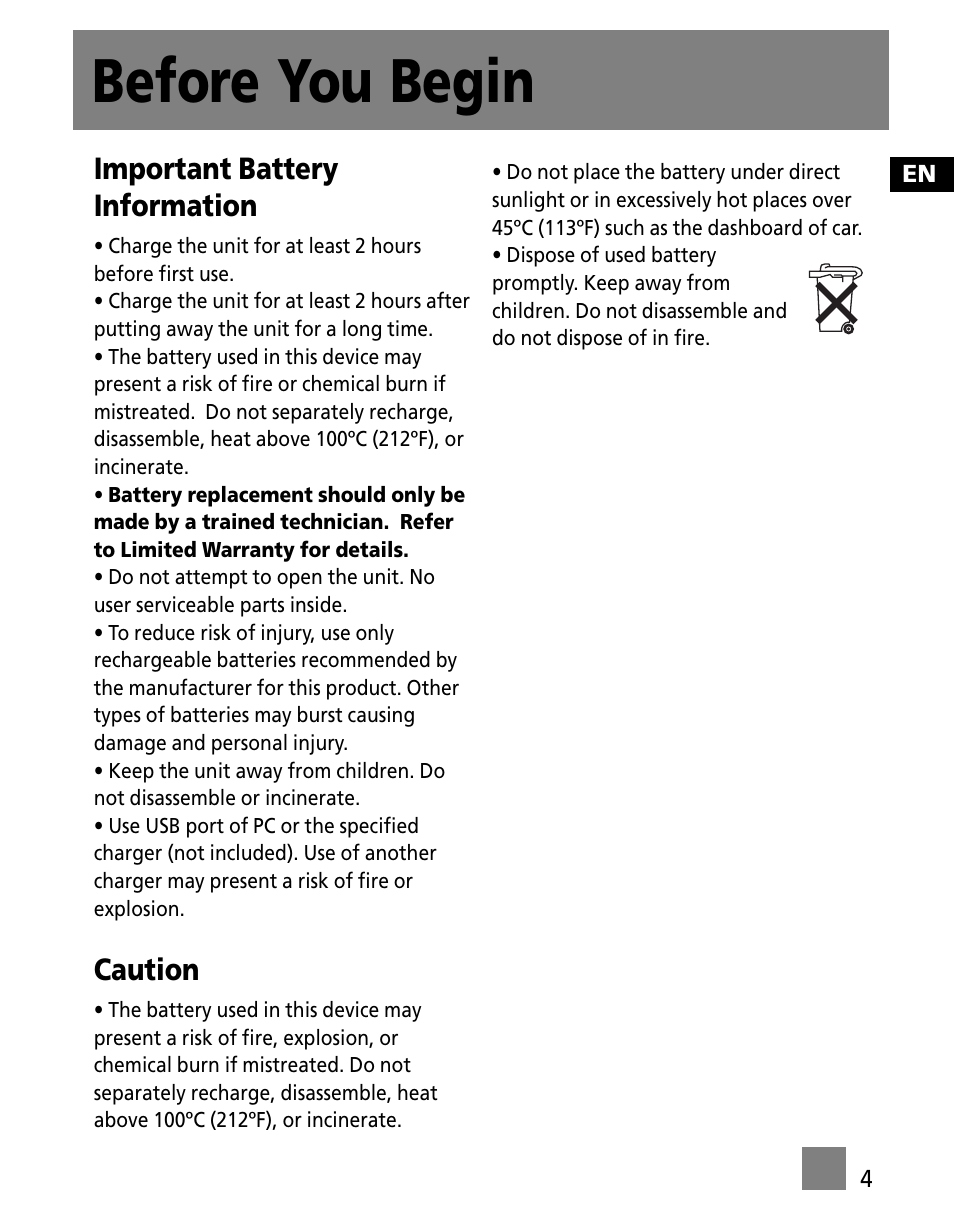 Before you begin | RCA TC1501 User Manual | Page 13 / 48