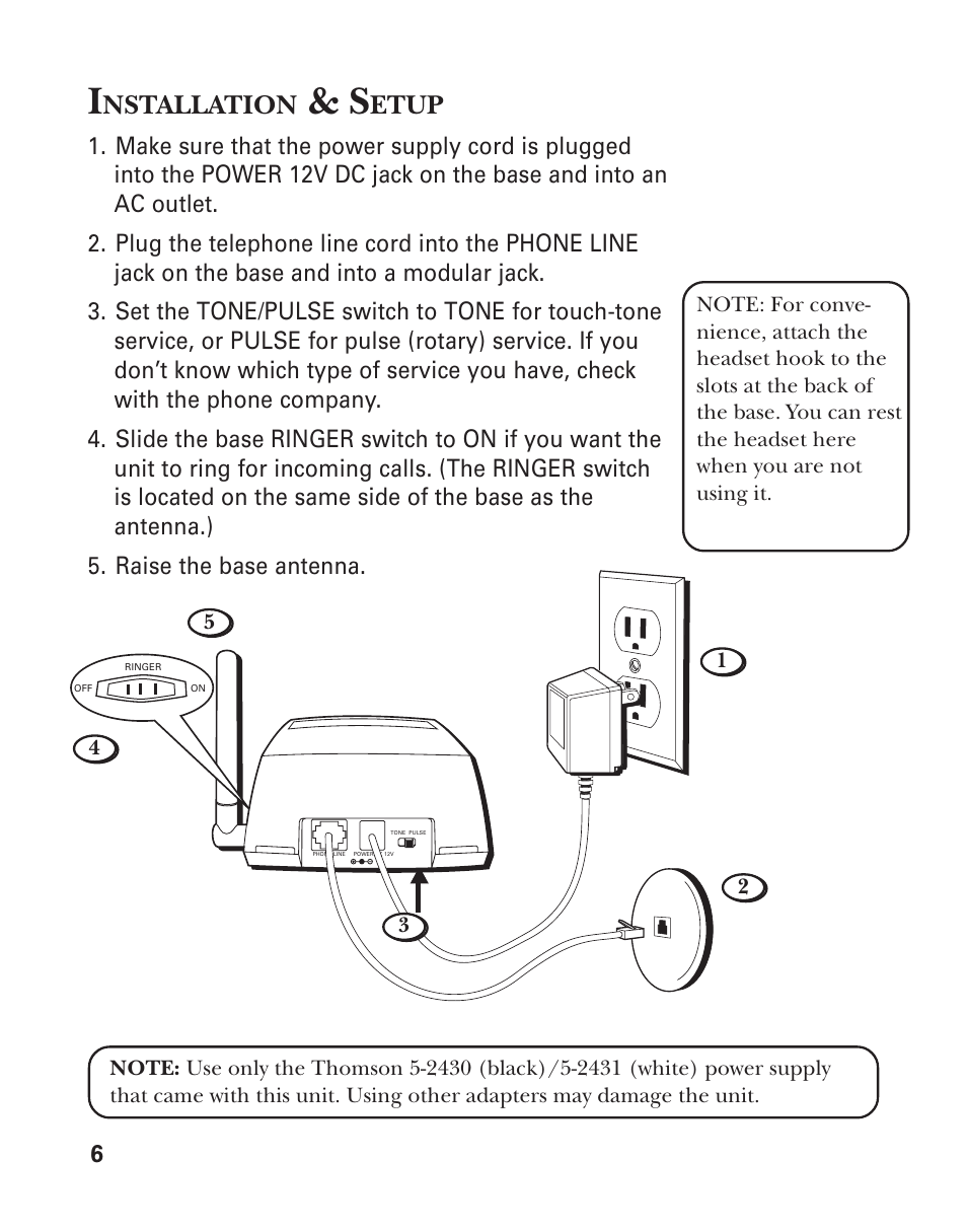 Installation & setup, Nstallation, Etup | RCA 2-9917/2-9918 User Manual | Page 6 / 20