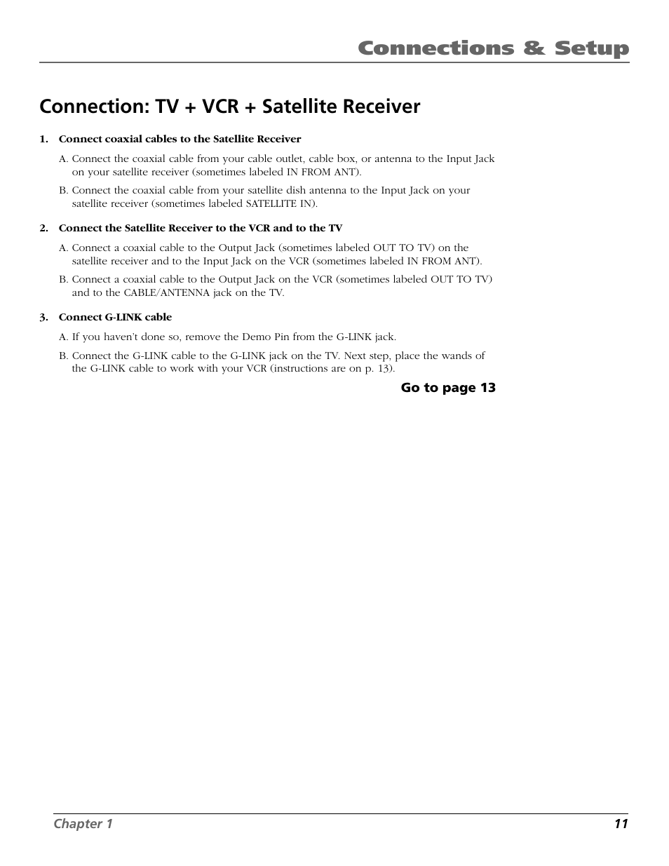 Connection: tv + vcr + satellite receiver | RCA F19442 User Manual | Page 13 / 64