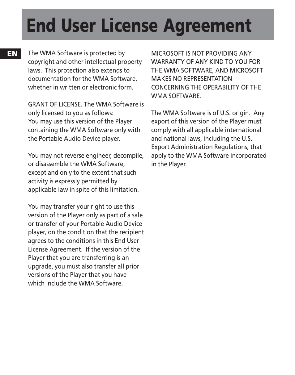 End user license agreement | RCA TC1500FM User Manual | Page 34 / 48