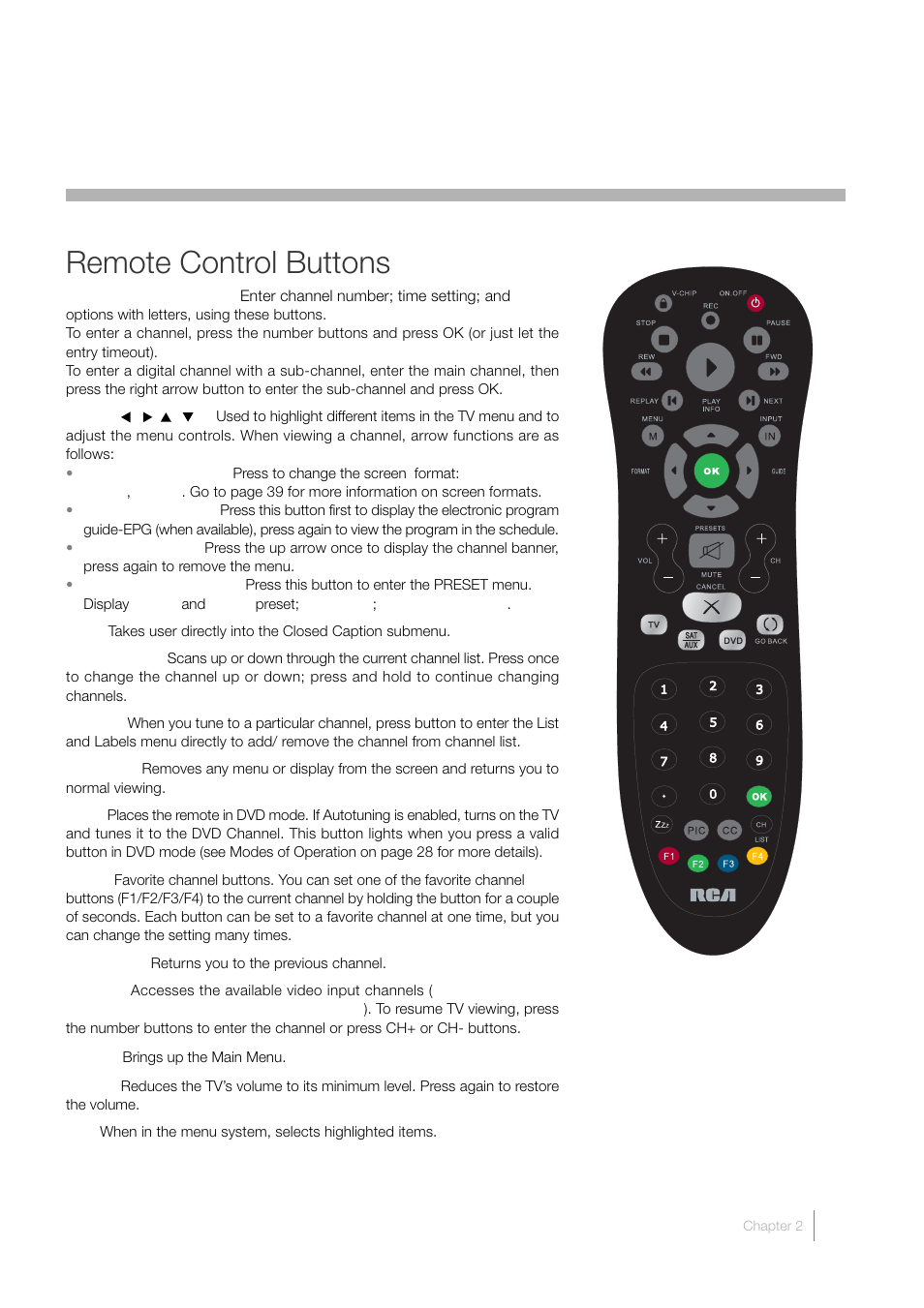 2 using the remote control, Remote control buttons | RCA LCD FLAT PANEL HDTV User Manual | Page 25 / 52