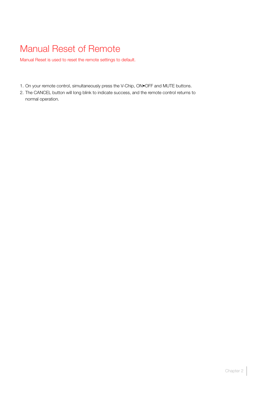 Manual reset of remote | RCA LCD FLAT PANEL HDTV User Manual | Page 29 / 52