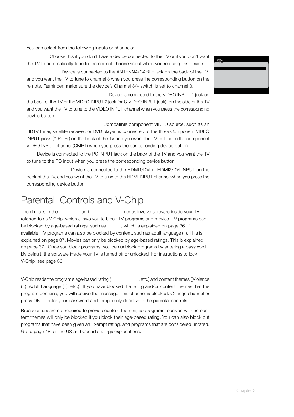 Parental controls and v-chip | RCA LCD FLAT PANEL HDTV User Manual | Page 35 / 52