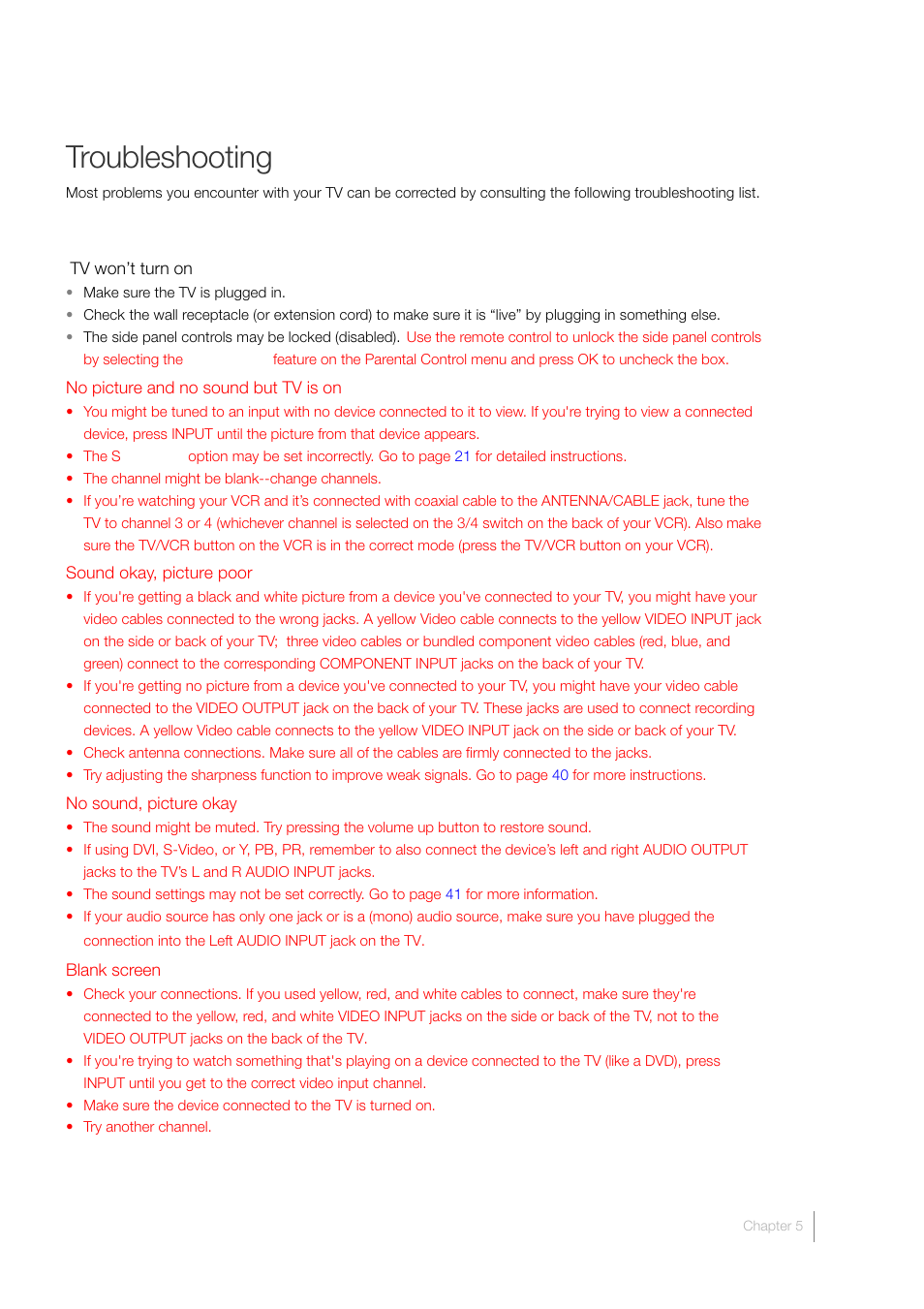 Troubleshooting | RCA LCD FLAT PANEL HDTV User Manual | Page 45 / 52