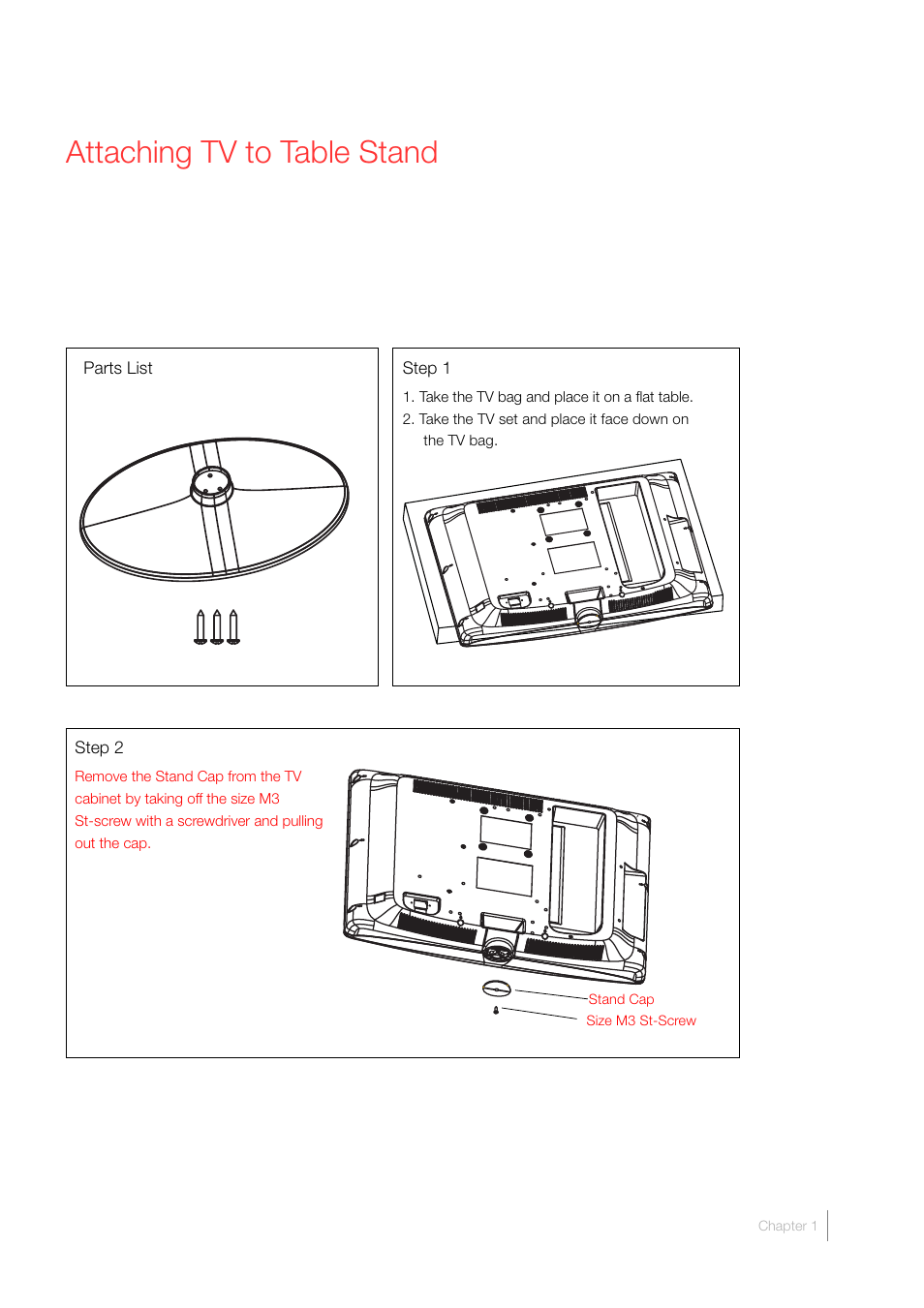 Attaching tv to table stand | RCA LCD FLAT PANEL HDTV User Manual | Page 7 / 52