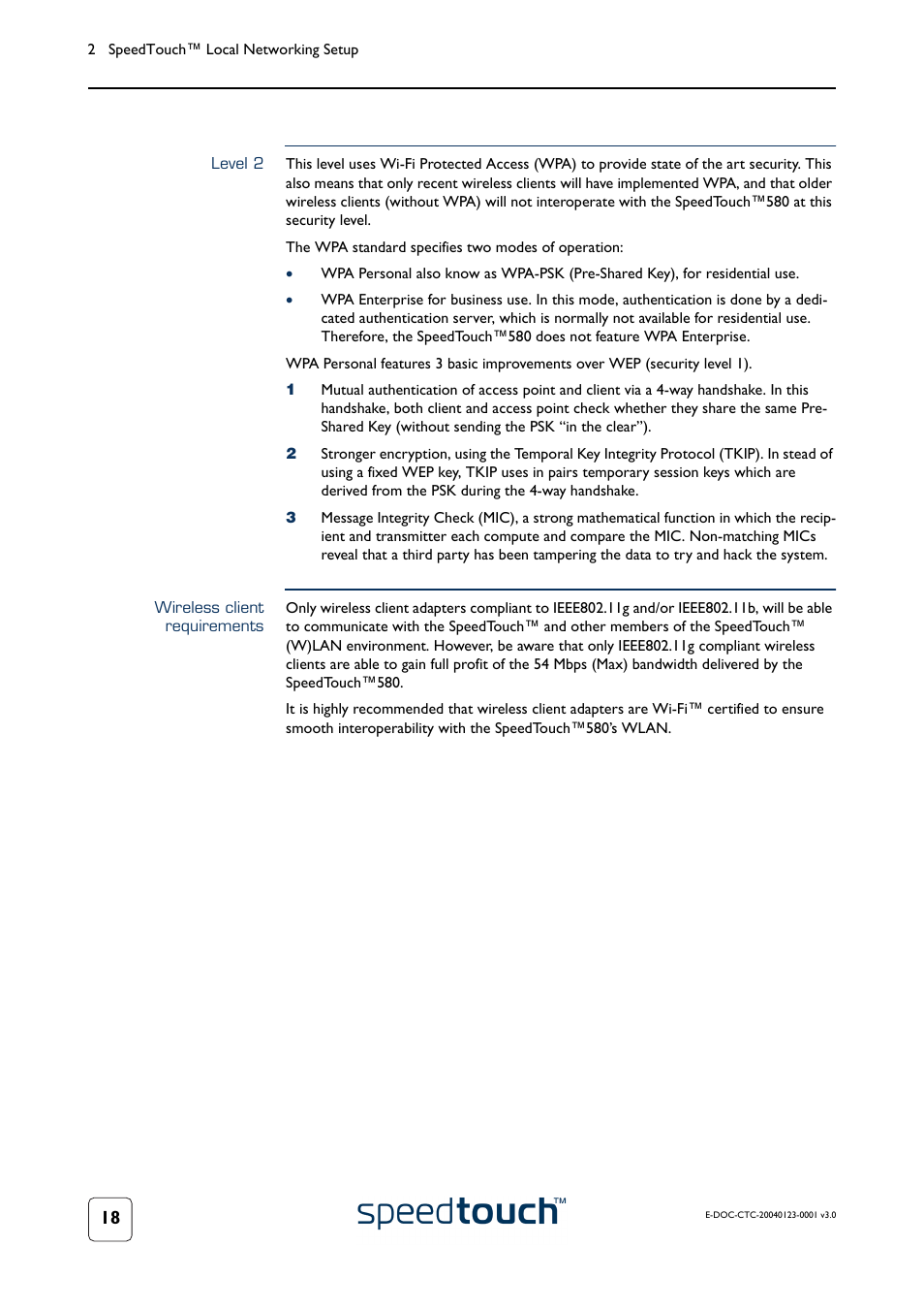 Level 2, Wireless client requirements | RCA 580 User Manual | Page 20 / 104