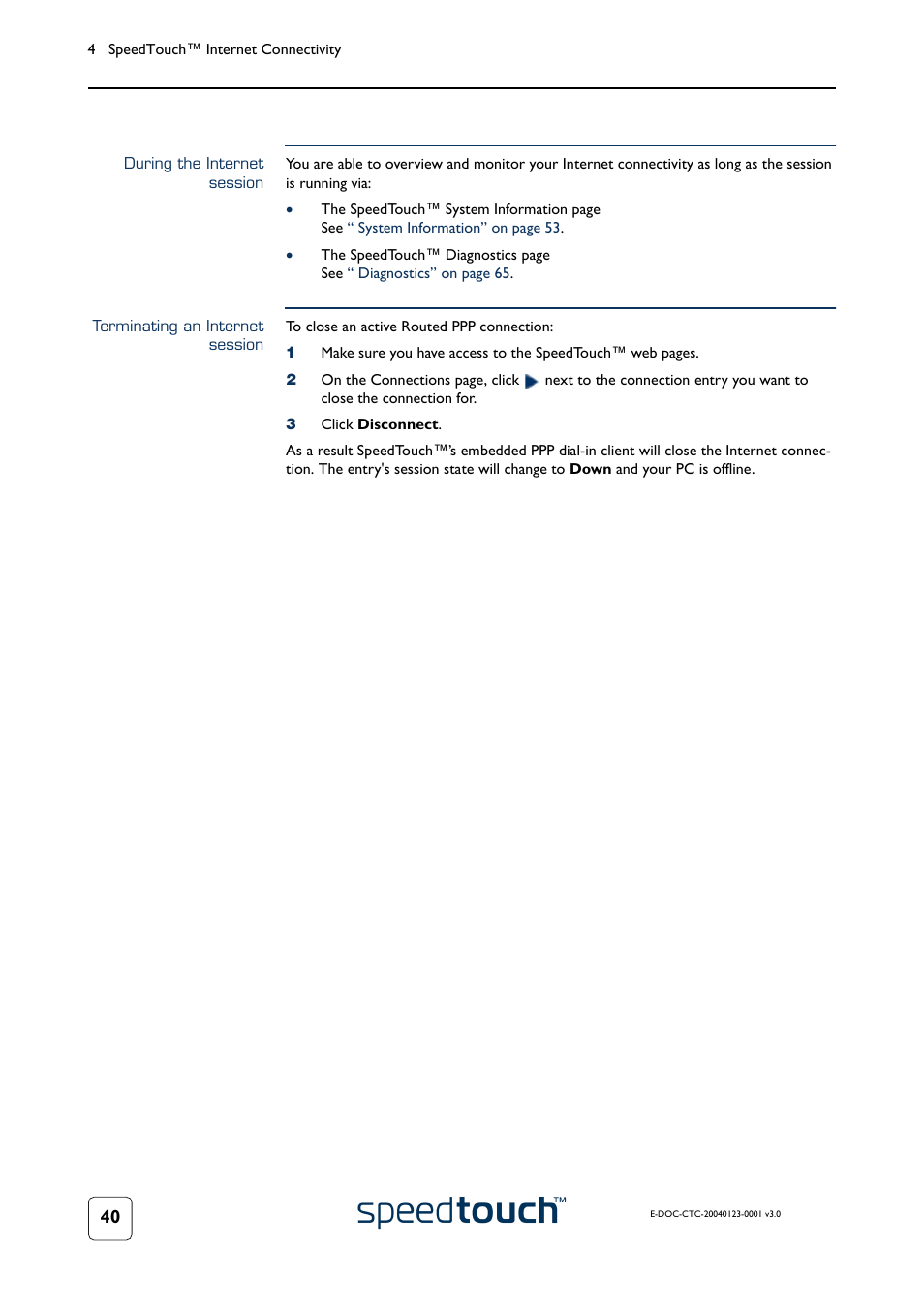 During the internet session, Terminating an internet session | RCA 580 User Manual | Page 42 / 104